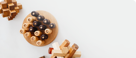 Complex wooden objects on a table