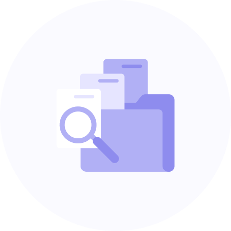 Files and magnifying glass icon