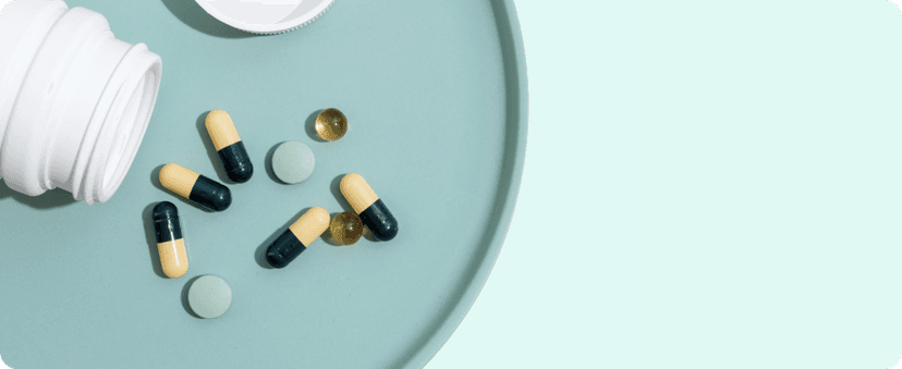 Some pills on top of a plate