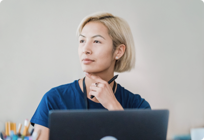 Woman in front of laptop